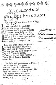 Chanson sur les ?migrans (1789)