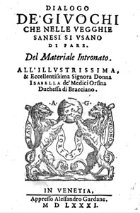 Dialogo de giochi che nelle vegghie sanesi si usano di fare (1581)