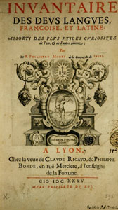 Ph. Monet, Invantaire des deus langues fran�oise et latine... (1635)