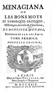 Gilles M�nage, Menagiana (1693)