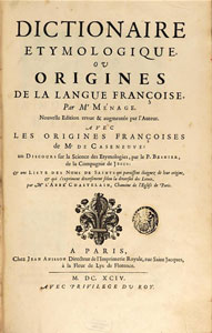 Dictionnaire ?tymologique (1694)